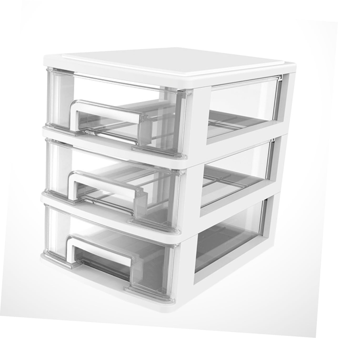 Cassettiera Porta Oggetti in Plastica Bianca Tre Livelli e Design a Cassetto, Portatile e Multifunzionale per Bagno e Scrivania