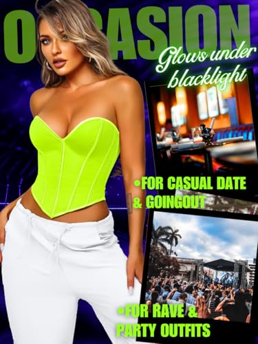 Image of ChiaoLezhee Heart Corset Top For Women, Sexy Concert Outfits Going Out, Strapless Crop Top, Overbust Bustier