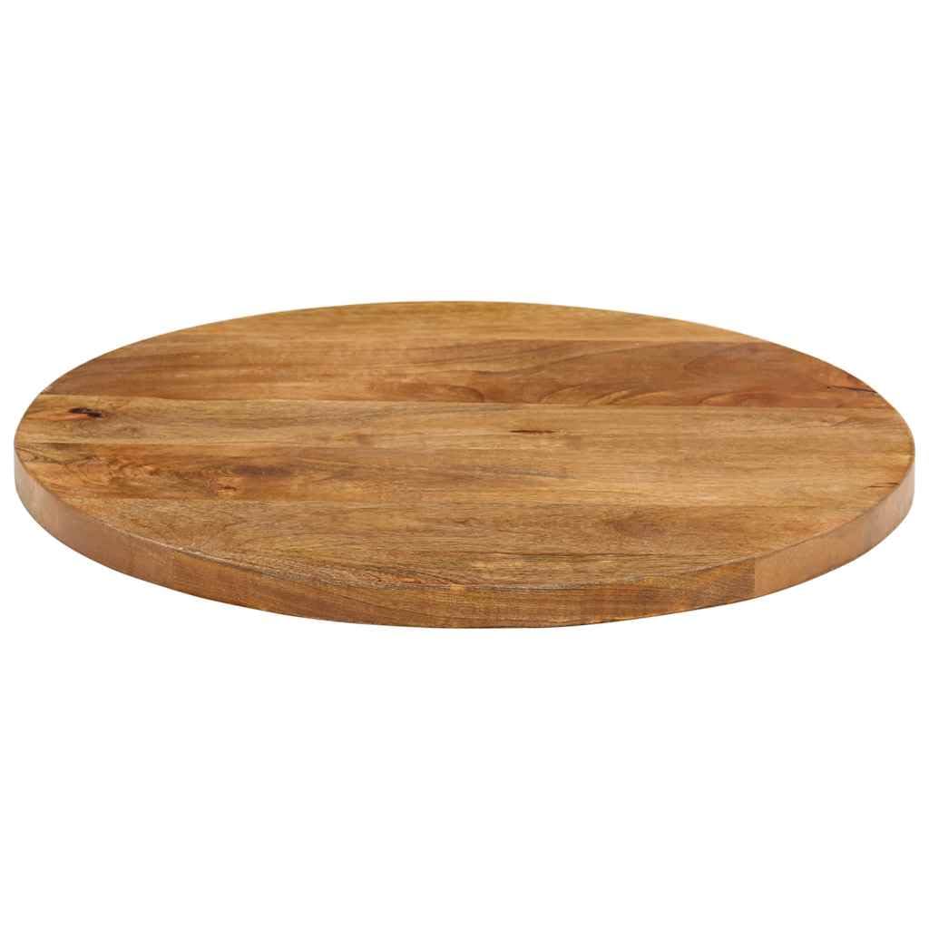Plateau de table de rechange rond massif en bois de manguier - Diamètre : 40 cm - Épaisseur : 2,5 cm - Convient pour les cadres de table - Design rustique - Facile d'entretien avec un chiffon