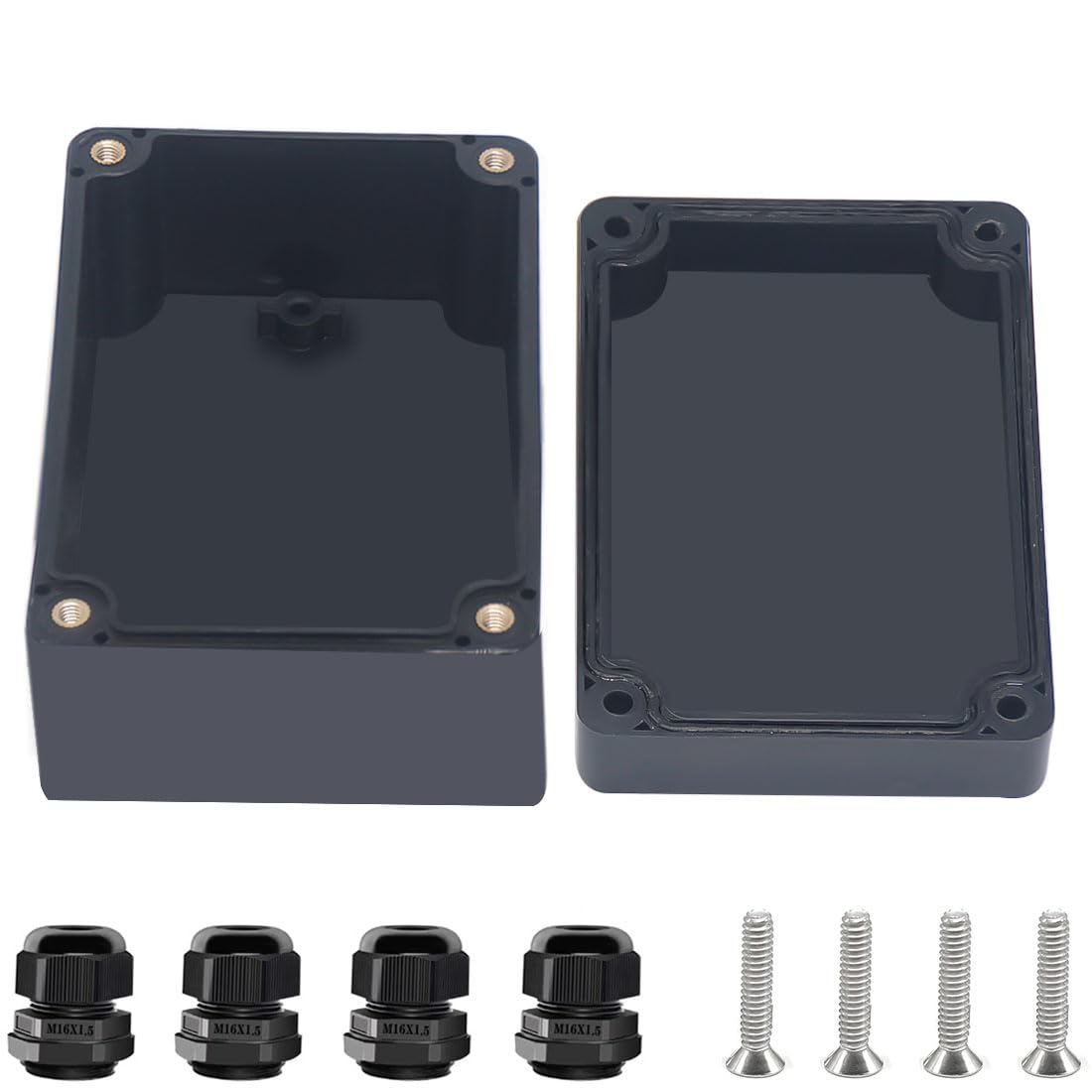 Otdorpatio Project Box ABS Black Electrical Boxes IP67 Outdoor Waterproof box Electronic Junction Box Power Enclosure with Cable Glands for DIY Project 3.9 x 2.7 x 2 inch (100x68x50mm)