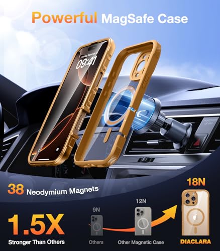 Image of Diaclara Magnetic for iPhone 16 Pro Case with Screen Protector,Brown