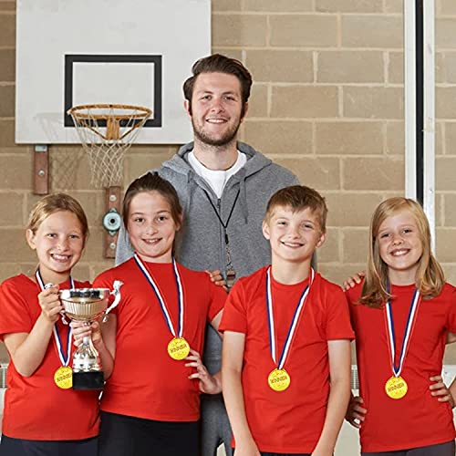 OWill 12 Stücke Set Gold Kunststoff Medaillen Kinder, Sportauszeichnung, Wettbewerb und Kindergeburtstag Medaillen Party Preisen Auszeichnungen