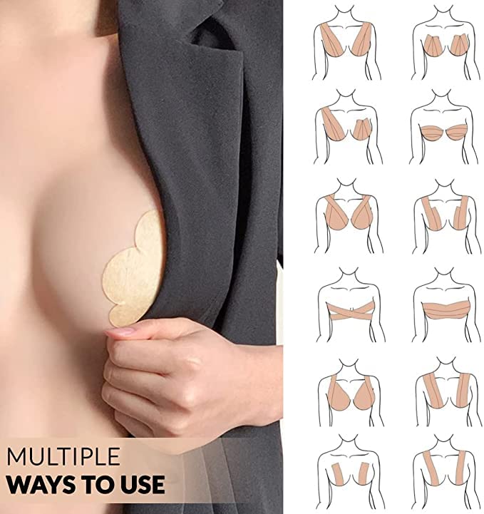 Image of UCRAVO Boob Tape, Body Tape for Women Boobytape for Breast Lift | Brace Lift & Contour of Breasts Sticky Body Tape (Boob Tape with Nipple Cover)