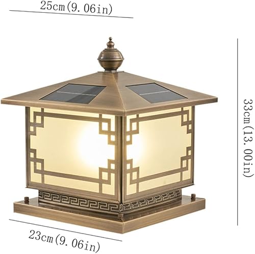 Miniatura 2 de ZEELYDE Luces de poste al aire libre, todo cobre solar de columna de luz moderna para valla al aire libre, luz de jardín, villa de jardín, luz de