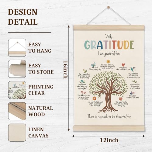Image of DOI-LANEE Inspirational Motivational Daily Gratitude Poster Hanger Frame, Mental Health Affirmation Wall Art 16x12 Inch, Therapy Counseling Office Wall Decor, Psychology Gifts