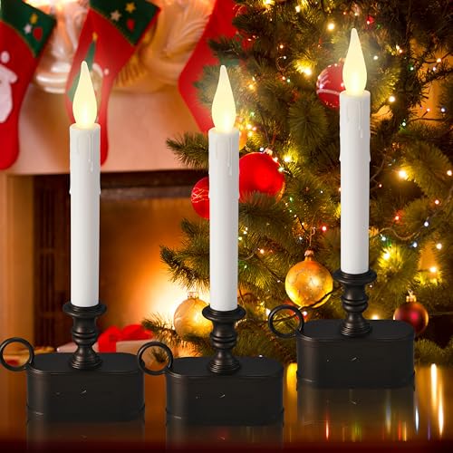 Image of Battery Operated Candle 1 Tier LED Window Candles 10.5 Inch Hight with Automatically Timer 8 Hours On /16 Hours off, Flickering Flameless Candles Antique Bronze Candles for Christmas ,Festival