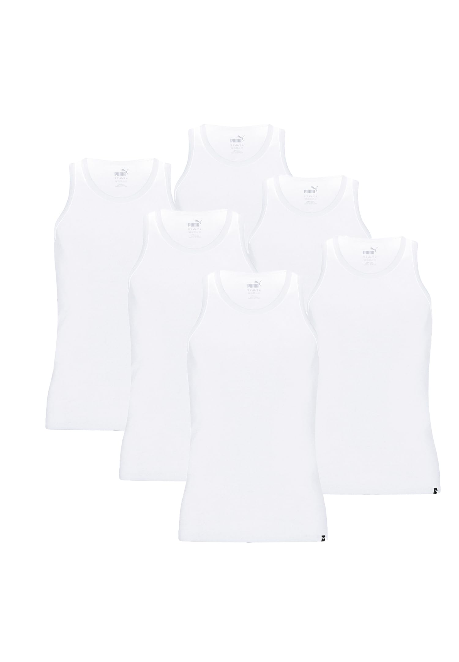 PUMA 6er Pack Basic Tank Top Men Herren Unterhemd Rundhals