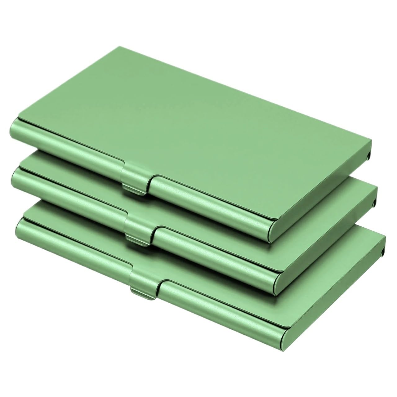 Vaeltor Women's Green 10Pcs Business Card Holder Metal Box Cover Credit Aluminum Alloy Flip Slim Name Cards Case For Men(Green)