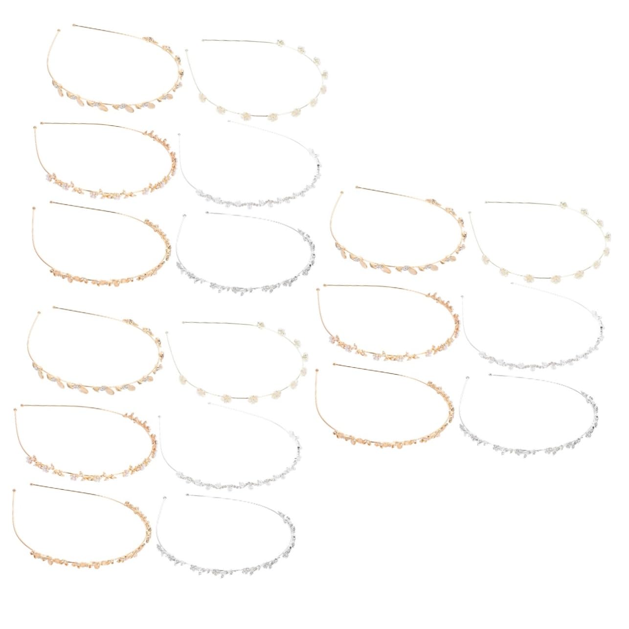 FRCOLOR 18 Stück Strass Perlen Stirnband Goldene Stirnbänder Für Frauen Haarband Für Mädchen Perlen Haarschmuck Haarschmuck Für Frauen Goldene Hochzeitsdekoration Haarband Damen