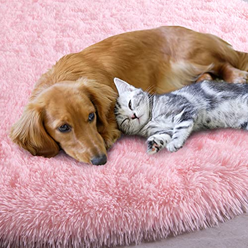 Yj.gwl Fluffy Round Rug Nursery Rug, Pink Circle Rug Kids Rug For Playroom, Fuzzy Rug Circular Carpet For Bedroom Living Room, Shaggy Rug For Cute Room Decor For Baby Teen Girls, 4 X 4 Feet #TOP4