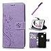 Price comparison product image EMAXELERS Huawei P8 Lite 2017 Case Elegant Butterfly Pu Leather Flip Wallet Stand Case With Card Holder Slim Case Cover with Card Slots for Huawei P8 Lite 2017,Light Purple Butterfly