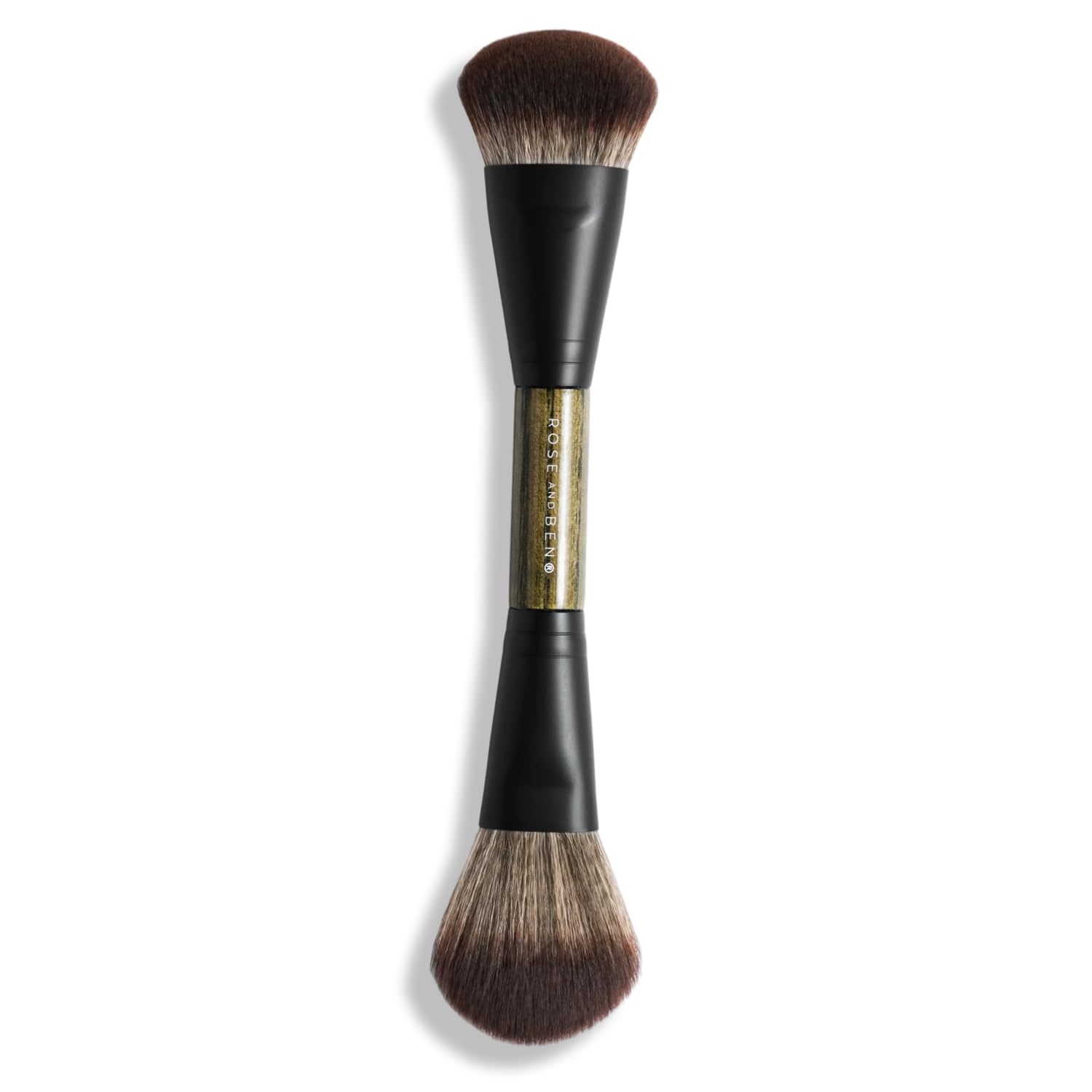 Rose and Ben Beauty D2 - Brocha para corrector y tez | Diseño de doble extremo para una mezcla sin costuras | Pulido y ajuste para maquillaje en crema, líquido y polvo | Fibras libres de crueldad