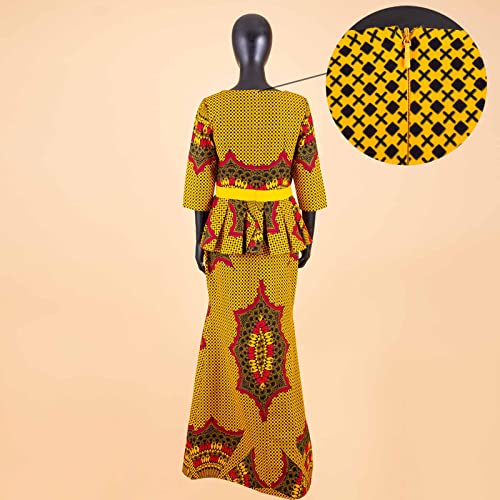 African Clothes for Women Dashiki Print Top and Skirts 2 Piece Set Outfits Ankara Party Wedding Suit3