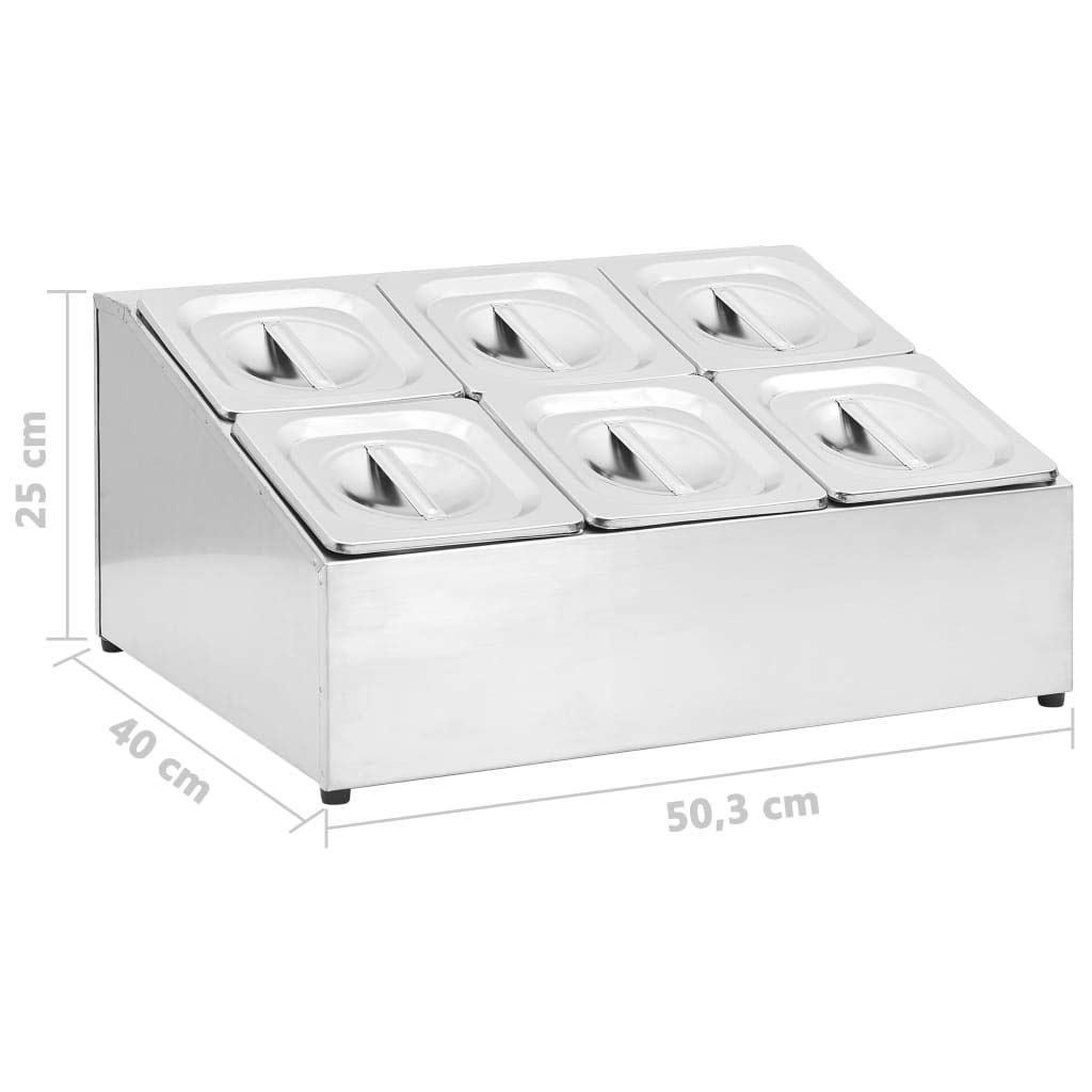 Homgoday Soporte de Bandejas Gastronorm Doble Fila - Acero Inoxidable, 6 Contenedores GN 1/6, Apto Lavavajillas