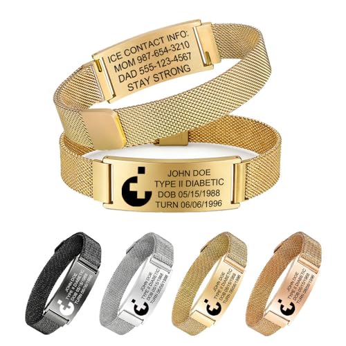 Solarix Bracelet Alerte Médical Personnalisé, Logo Texte...