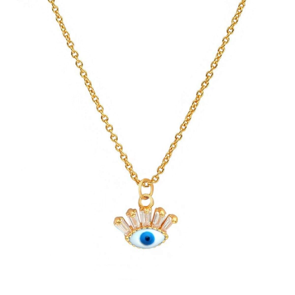 ZIVOM® Cute Turkish Evil Eye Baguette Cubic Zirconia Gold White Pendant Necklace Chain for Women Girls (B08SC6JZHB) Amazon Price History, Amazon Price Tracker