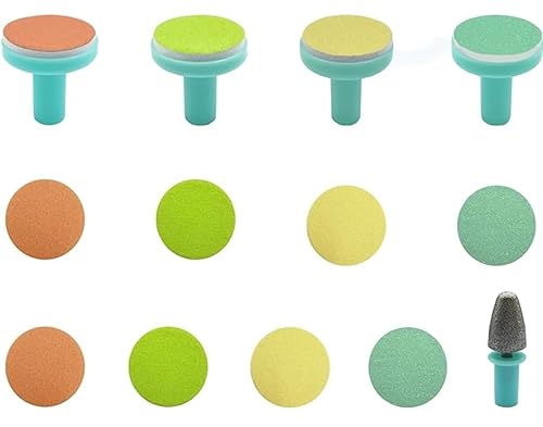 Miniatura 7 de Recambios eléctricos para recortadora de uñas, 13 en 1, almohadillas de papel de lija eléctricas para bebés (almohadillas surtidas con base