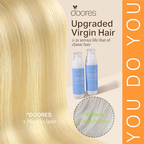 Image of DOORES Seamless Clip in Hair Extensions Real Human Hair, DirtyBlonde Mixed Platinum Blonde 120g 7pcs 24 Inch, Invisible Edge Hair Extensions Real Human Hair Clip in Remy Straight Hair