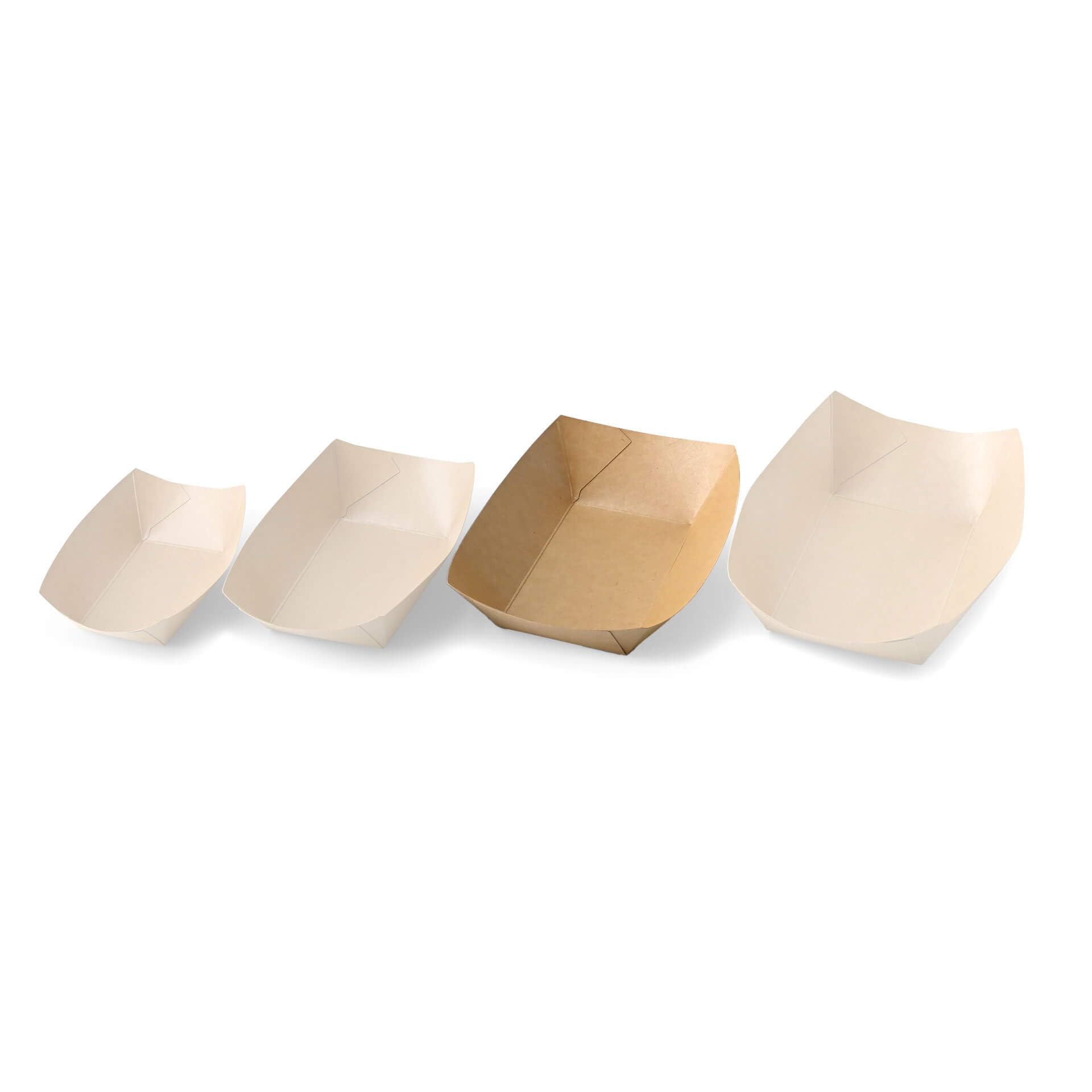 BIOZOYG Cuenco tipo Barco de cartón con recubrimiento orgánico para aperitivos I vajilla desechable biodegradable I plato para servir salsas I Cuenco para llevar 500 ml 500 piezas