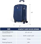 Travelpro Versapack + Lightweight Softside Expandable Compact Carry-On Luggage — with 8 Spinner Wheels and TSA Lock— Elemental Blue, 20-Inch