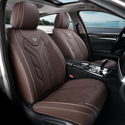 Image of Coverado Front Seat Covers, Car Seat Covers Front Seats, Leather Seat Covers for Cars, Automotive Seat Covers Car Seat Protector Car Accessories Fit for Most Sedans SUV Pick-up Truck(Coffee)