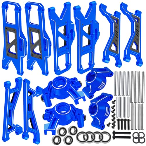 RCYouHott RC Suspension Arms&Caster Block&Steering Blocks&Rear Stub Axle Carriers Aluminum Upgrades Parts for 1/10 WideMaxx (#89086-4) RC Car,Navy Blue