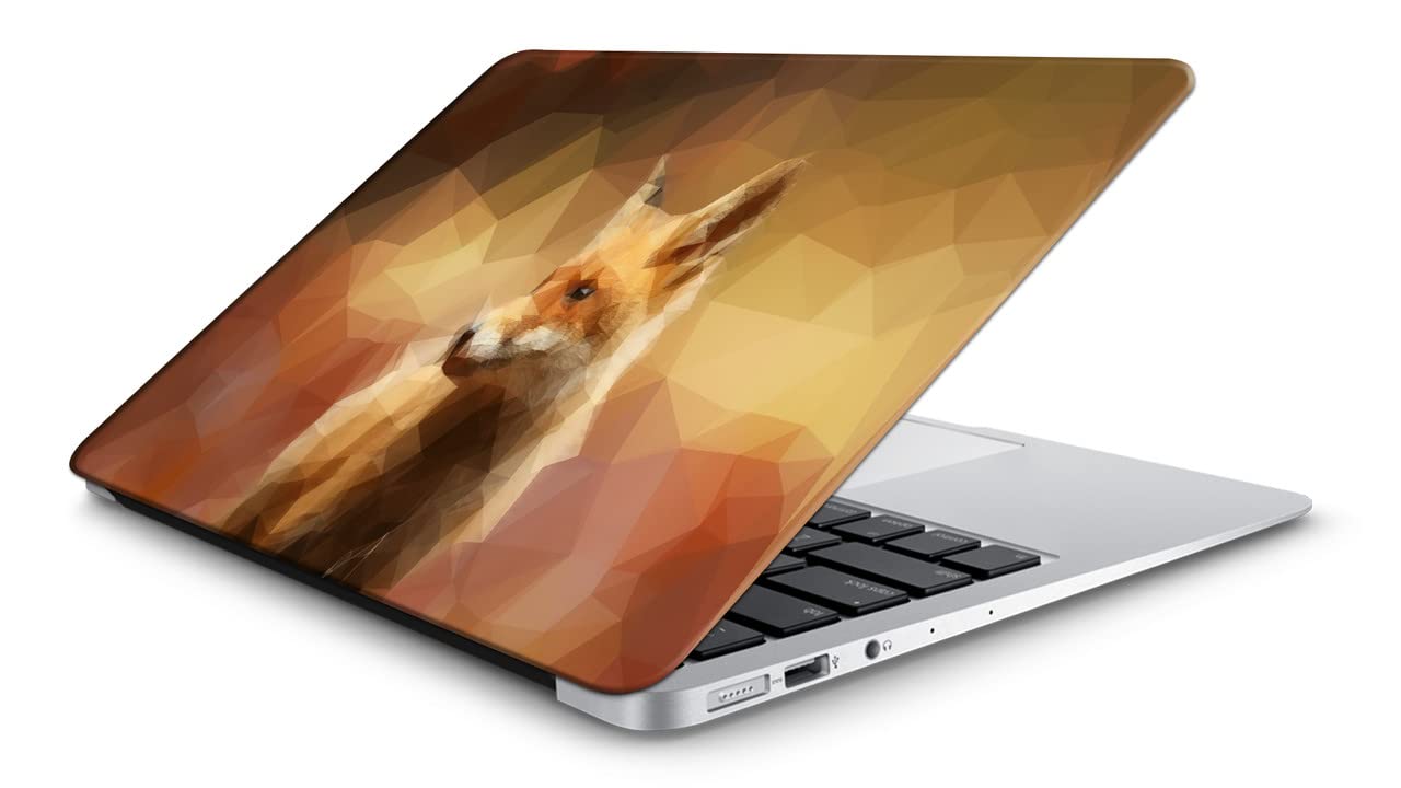 DwellAmor Polygon Wolf Design Vinyl Laptop Skin/Sticker/Cover/Decal for All Models Laptop Laminated HD Quality Self Adhesive Compatible with 15-15.6-Inches, Multicolour [DweAmor478]