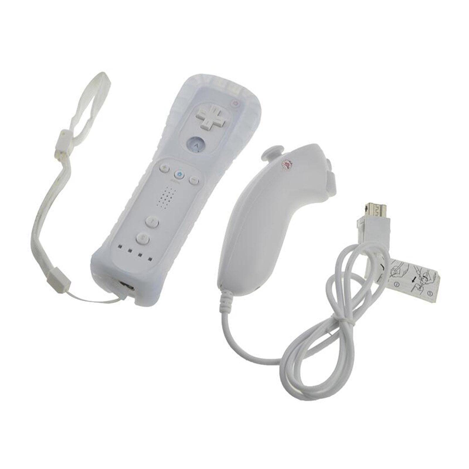 Milageto Controlador Joystick Inalámbrico para Consola Mando Nunchuck Bluetooth con de Movimiento Y Correa Funda de Silicona Antideslizante Compatible C, Rosa