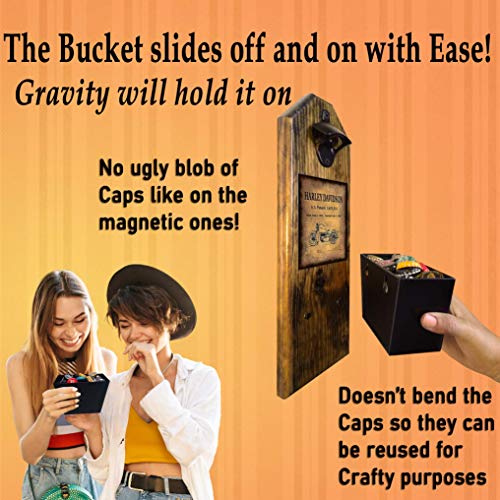 Harley Davidson Inspired - Motorcycle Patent Of Vintage Bike Wall Mounted Bottle Opener And Cap Catcher - Made Of 100% Solid Pine 3/4" Thick - Rustic Sign #TOP4