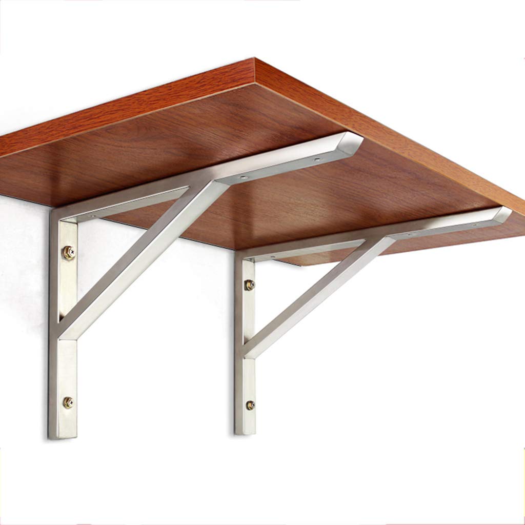 Lot de 2 supports d'étagère en acier inoxydable épais de 13 mm d'épaisseur, support de tube carré de 25 mm de large, super roulement de charge, envoyer des vis d'expansion, adaptés à diverses scènes