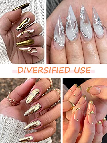 EBANKU 10 rollen metallic kleur holografische nagel folie transfer sticker, nagelfolie zelfklevende sticker, nail art… - Image 5