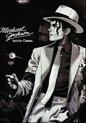 KUSTOM ART Cuadro de pared o de mesa Serie Cantantes Celebri Ilustración Michael Jackson Smooth Criminal Impresión artística sobre madera 30 x 21 cm