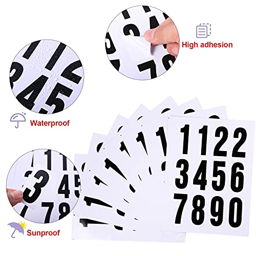 Image of Tenare 96 Pcs Vinyl Number Stickers 0-9 Reflective,2 Inch,Black in White | Waterproof Self Adhesive for Mailbox Address, Door Signs, Trash Cans, Trucks, Outdoor Home Business Use, Durable Vinyl