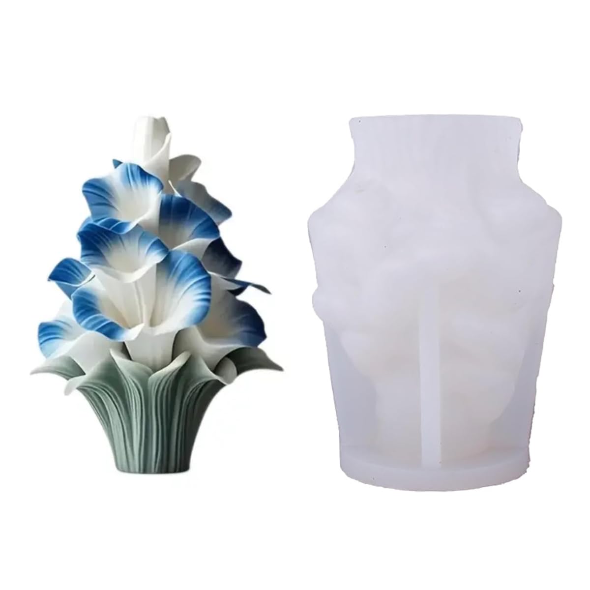Lily Bouquet Candle Mold Silicone Large Lily Flower Shape for Candle Making Aromatherapy Wax Melts 3D Lily Flower Bouquet Making Mould Cake Home Decor Cupcake Decoration Clay Molds-image-49