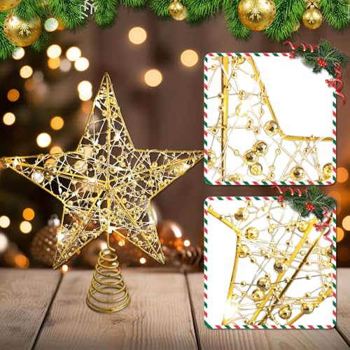 Christmastreetopper10goldenglitteredstartreetopperwith20ledlightsxmastreetopperstarforxmasdecorationsornamentsholidaypartyindoordecor Urban Country Home Decor Christmas tree topper 10 golden glittered star tree topper with 20 led lights xmas tree topper star for xmas decorations ornaments holiday party indoor decor urban country home decor