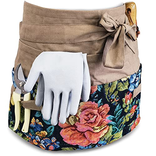 Garden-Apron-for-Woman-Gardening-Florist-Apron-Half-Apron-Harvesting-Apron-Floral-Gathering-Apron-with-Pocket