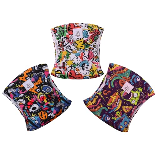 Image of CuteBone Dog Diapers Male Washable Belly Band for Male Dogs Wraps Black 3pcs a Pack DM55L