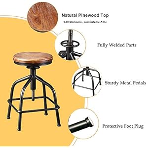 Topower Farmhouse Kitchen Stool, Industrial Counter Stool, Kitchen Deco Round Seat Standard Height Adjustable Swivel Bar Stools Indoor House Design Wood Seat Black set of 2 Topower Farmhouse Kitchen Stool Industrial Counter Stool Kitchen Deco Round Seat Standard Height Adjustable Swivel Bar Stools Indoor House Design Wood Seat Black set of 2