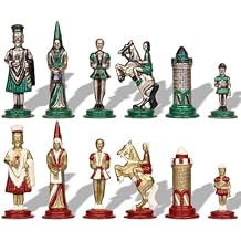 Small Camelot Theme Hand Painted Metal Chess Set by Italfama
