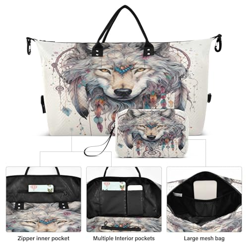 CEBUGI Wolf Dreamcatcher Quilted Duffle Bag for Women Large Carry On Travel Weekend Bag Hospital Bags for Labor and Delivery2