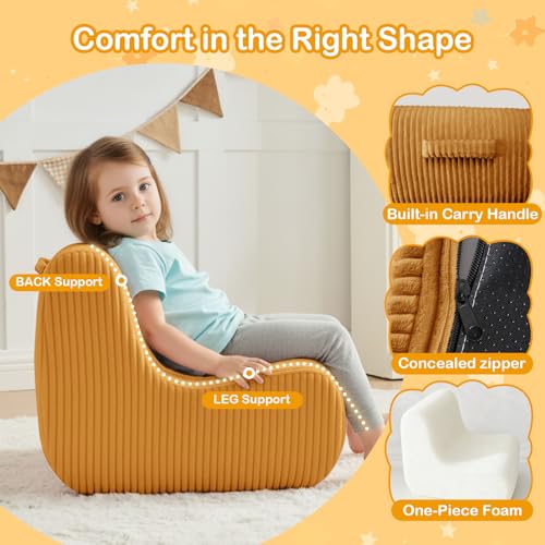 Image of DAICO Kids Bean Bag Chair Ultra-Soft Toddler Bean Bag Sofa with Handle, Small Toddler Comfy Lazy Lounger Reading Foam Chairs for Playroom or Bedroom - Birthday Gift for Boys and Girls