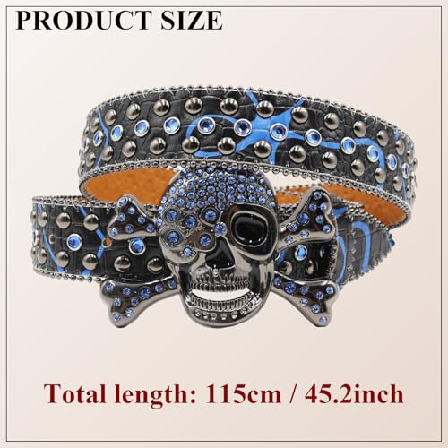Rhinestone Skull Belt PU Leather Gothic Western Cowboy Bling Studded Diamond Crystal Fashion Jeans Belt2