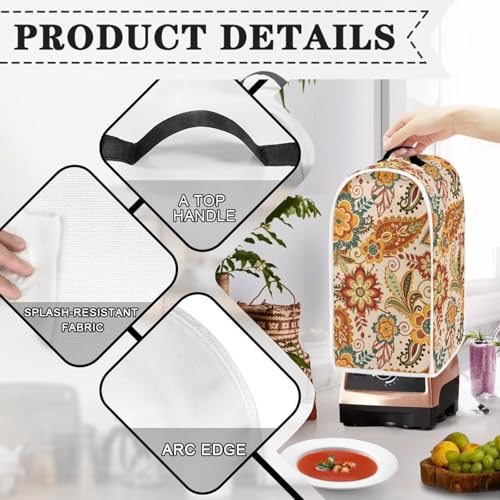 Image of Talayituse Paisley Flower Print Blender Dust Cover, Fingerprint Protection Cover for Stand Mixer or Coffee Machine, Home Kitchen Appliance Covers for Stain Dust Resistant Supplies