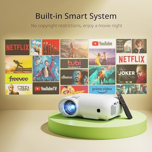 YOTON Beamer 4K WiFi Bluetooth - ingebouwde 1080P Full HD-compatibele 4K-projector, 450 ANSI-lumen, geïntegreerd met Netflix/Prime Video/YouTube, Y9-thuisbioscoopprojector compatibel met Fire Stick, smartphone, PS5 - Afbeelding 3