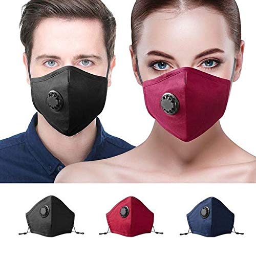 Mascarillas mixtas de tejido x5 cómodo, lavable, fijación ajustable, transpirable, válvula de moda, lote de 5 (azul)