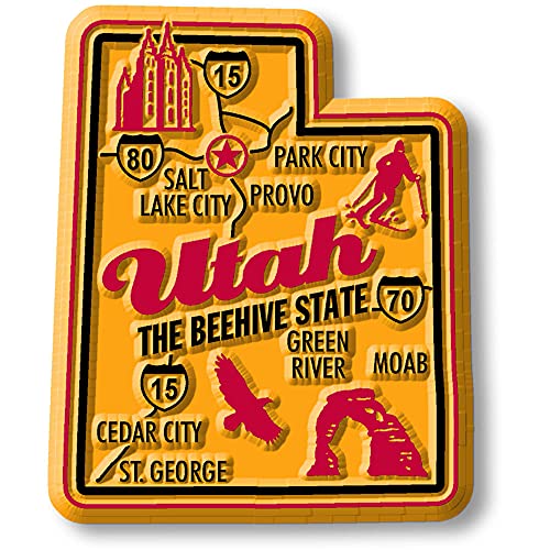Imán decorativo vintage Utah 1.9x2.3 in goma USA