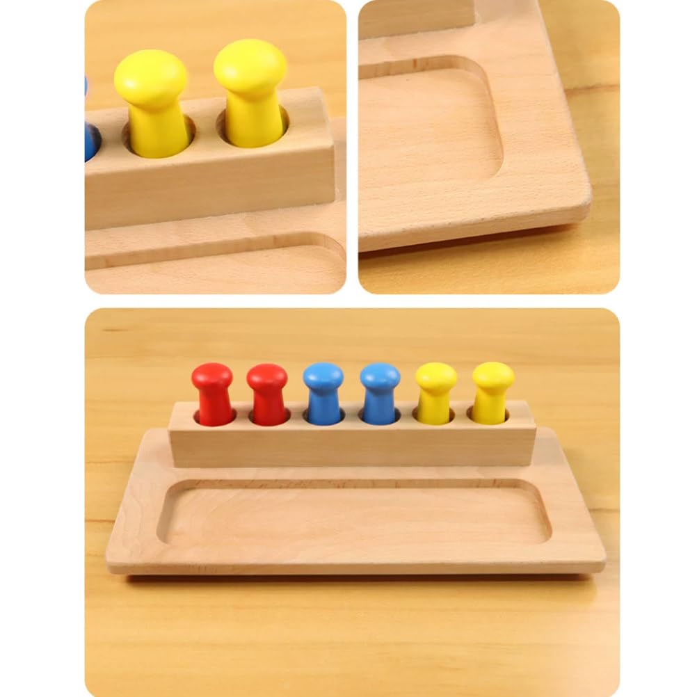 Montessori Farb-Zylinder-Steckbrett-Spielzeug, Holz-Sensorik-Steckspielset, Hand-Auge-Koordination- und Farblernspielzeug