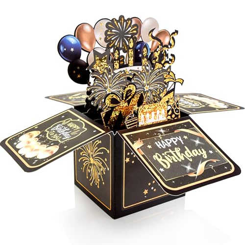 Surprise Pop Up Happy Birthday Cards, Lovely 3D Birthday Card