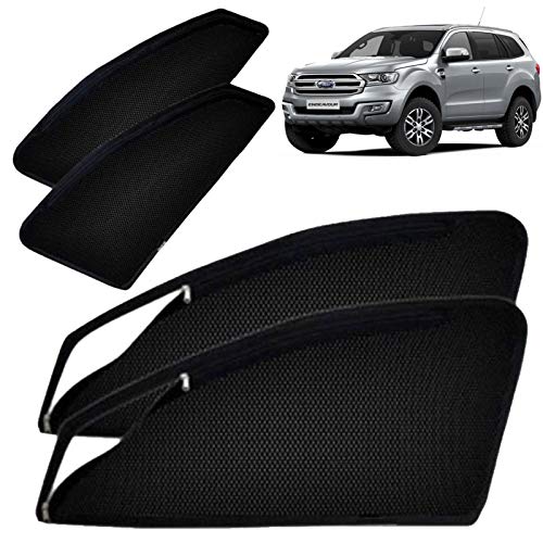 Image of Autofact Magnetic Car Sunshades Compatible with Ford Endeavour (Set of 4) - Easy Installation, UV Protection, Keeps Car Cool (Front 2 with Zippers for Easy Access, Rear 2 Without Zippers)