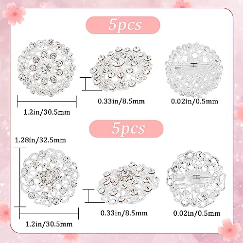 GORGECRAFT 10Pcs 2 Styles Crystal Rhinestone Flower Brooch Pin Flowers Embellishments Buttons Sliver Flatback Brooches Lapel Badge Jewelry for Woman DIY Crafts Wedding Dress Bouquet Decoration Gift - Image 2